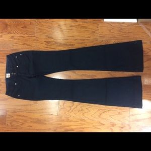 Designer Seersucker Flare Jeans - Black